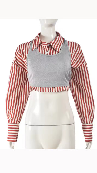 Pinned stripe button down