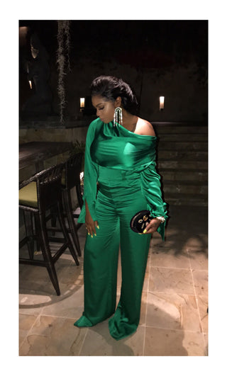 Emerald Green Satin Jumpsuit